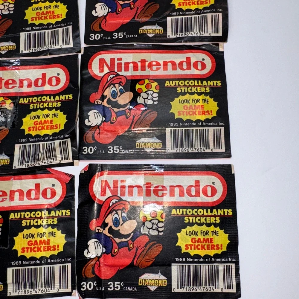Vintage 1989 Sealed Diamond Nintendo Sticker Packs Mario 8pk